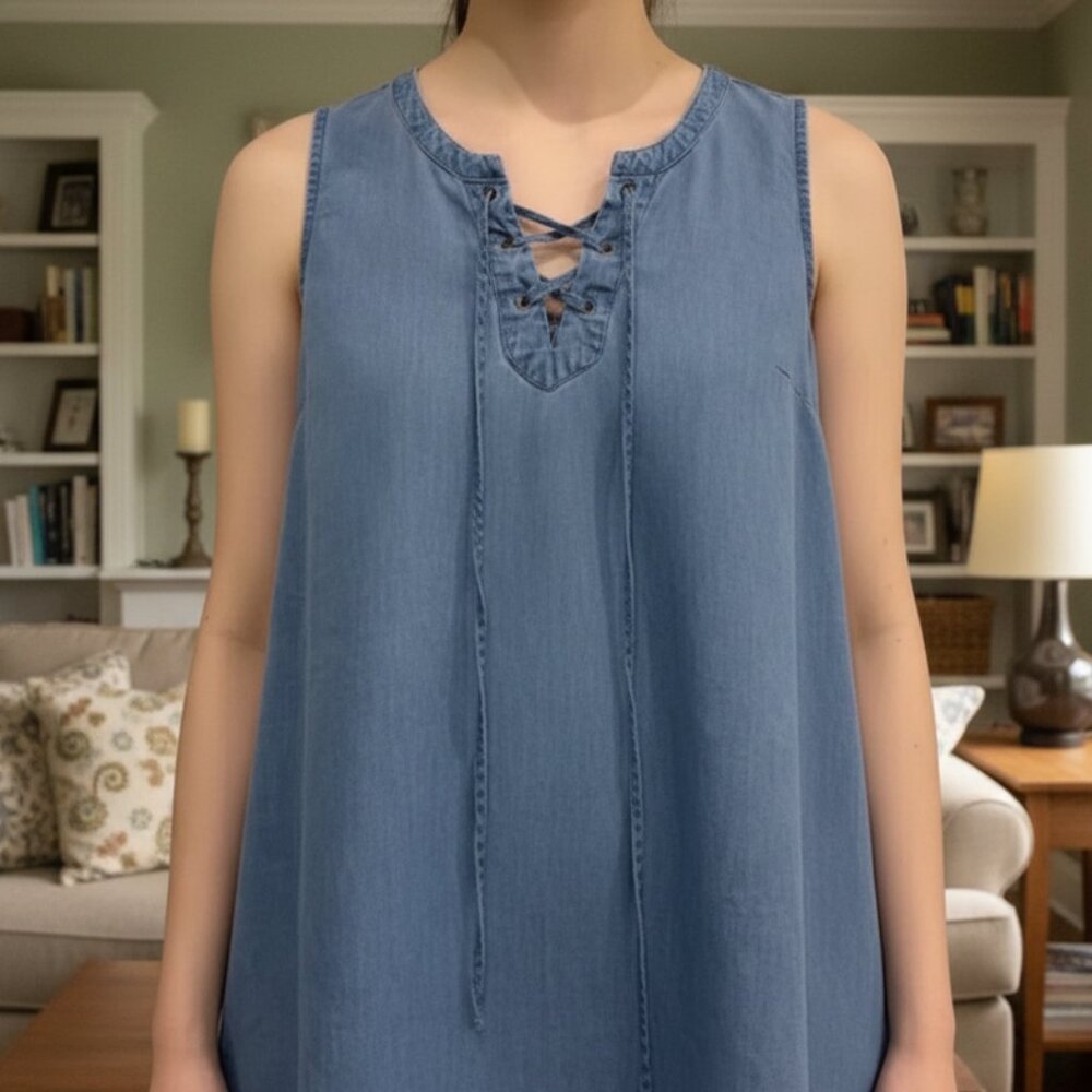 Light Wash Mini Jean Dress | Size M